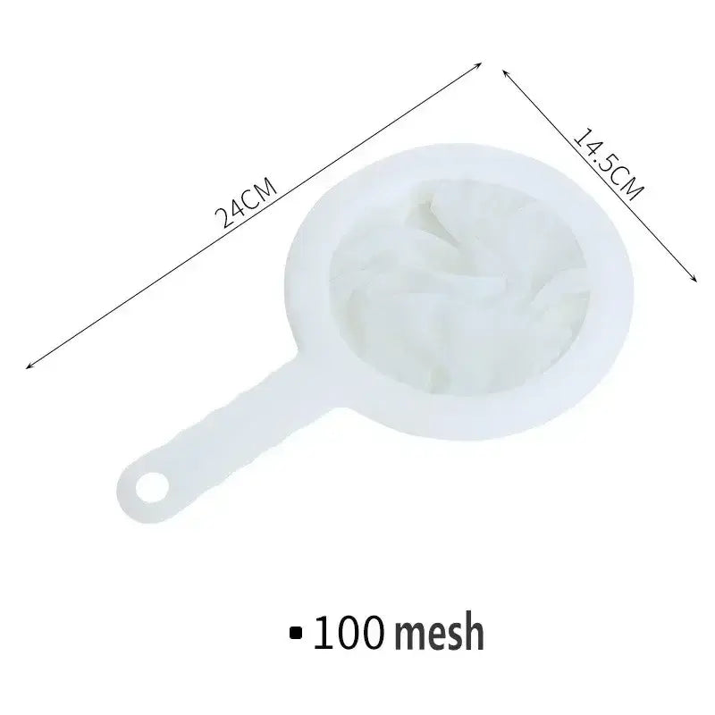 Ultra Fine Nylon Filter Mesh Strainer with 100 mesh, 24cm diameter, ideal for efficient straining in cooking.