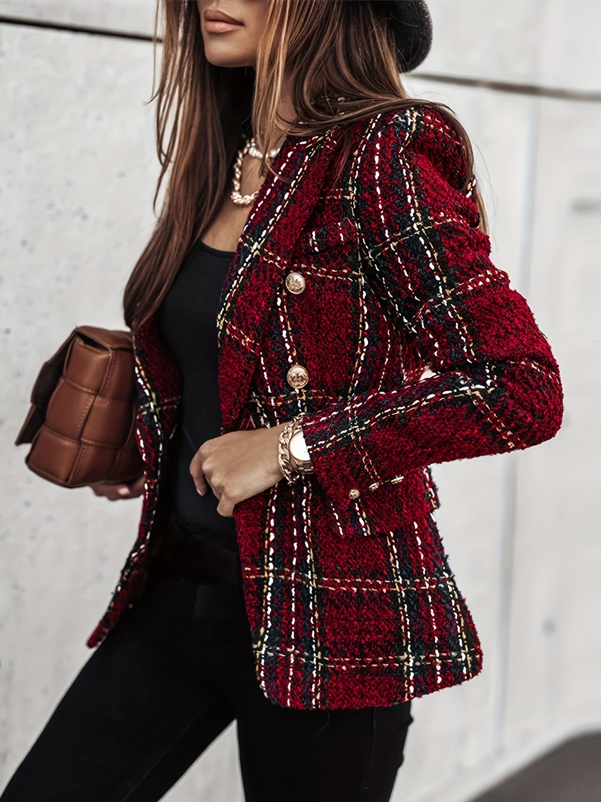PlaidFlair™ – Luxury Winter Blazer (Elegant Plaid, Casual Office Look)