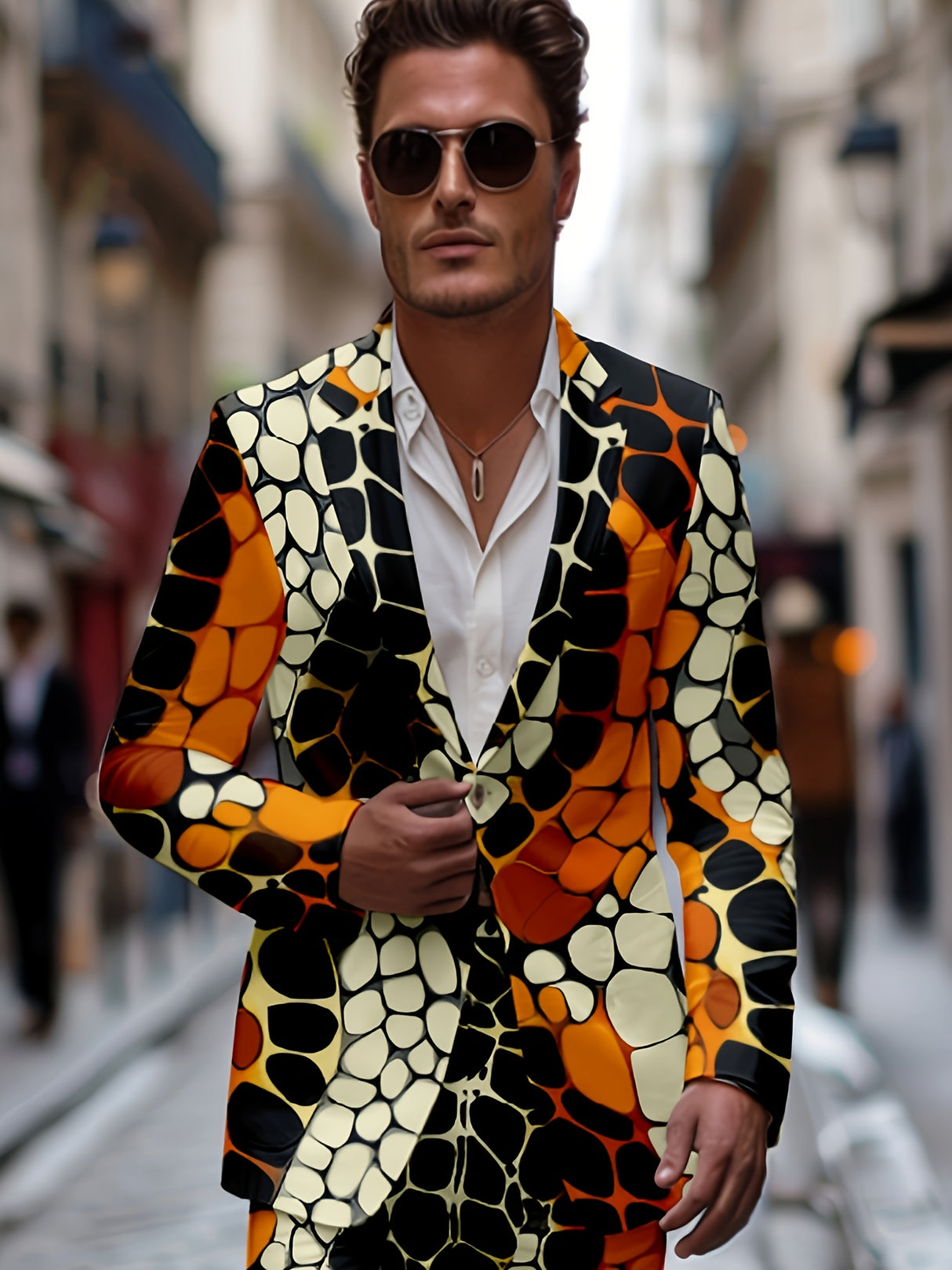 ScaleEdge™ – سترة بليزر رفيعة بنقشة جلد الثعبان (سترة مرنة قليلاً، مناسبة للحفلات)