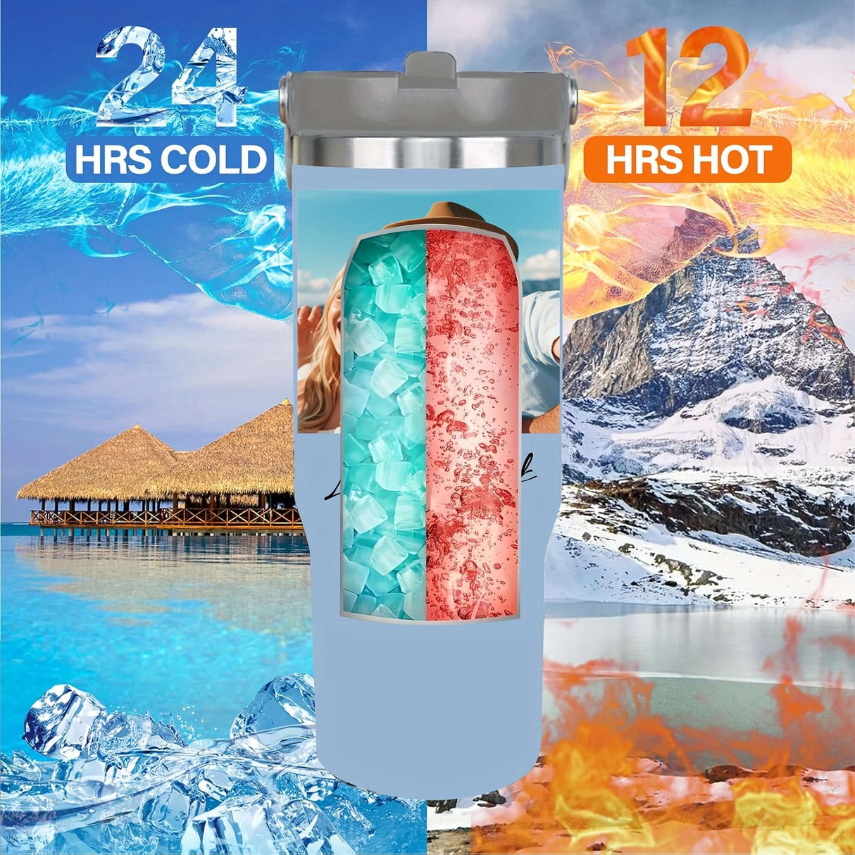 Tumbler With Handle & Straw - Custom Coffee Cup