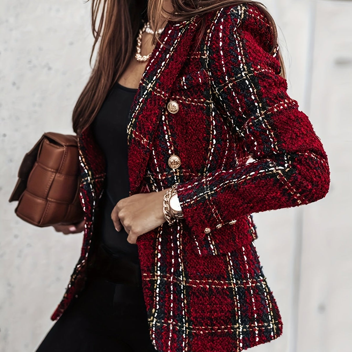 PlaidFlair™ – Luxury Winter Blazer (Elegant Plaid, Casual Office Look)