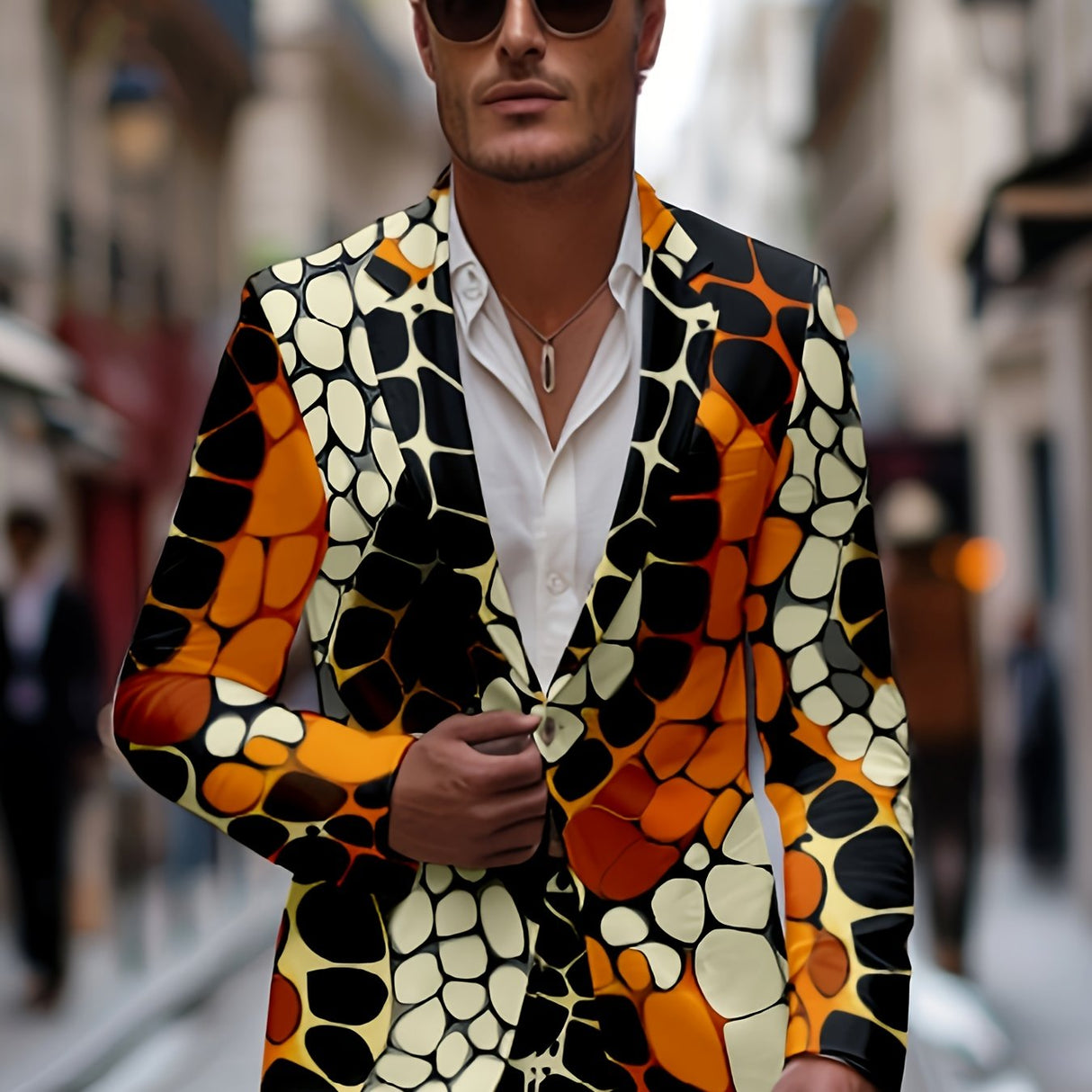 ScaleEdge™ – سترة بليزر رفيعة بنقشة جلد الثعبان (سترة مرنة قليلاً، مناسبة للحفلات)