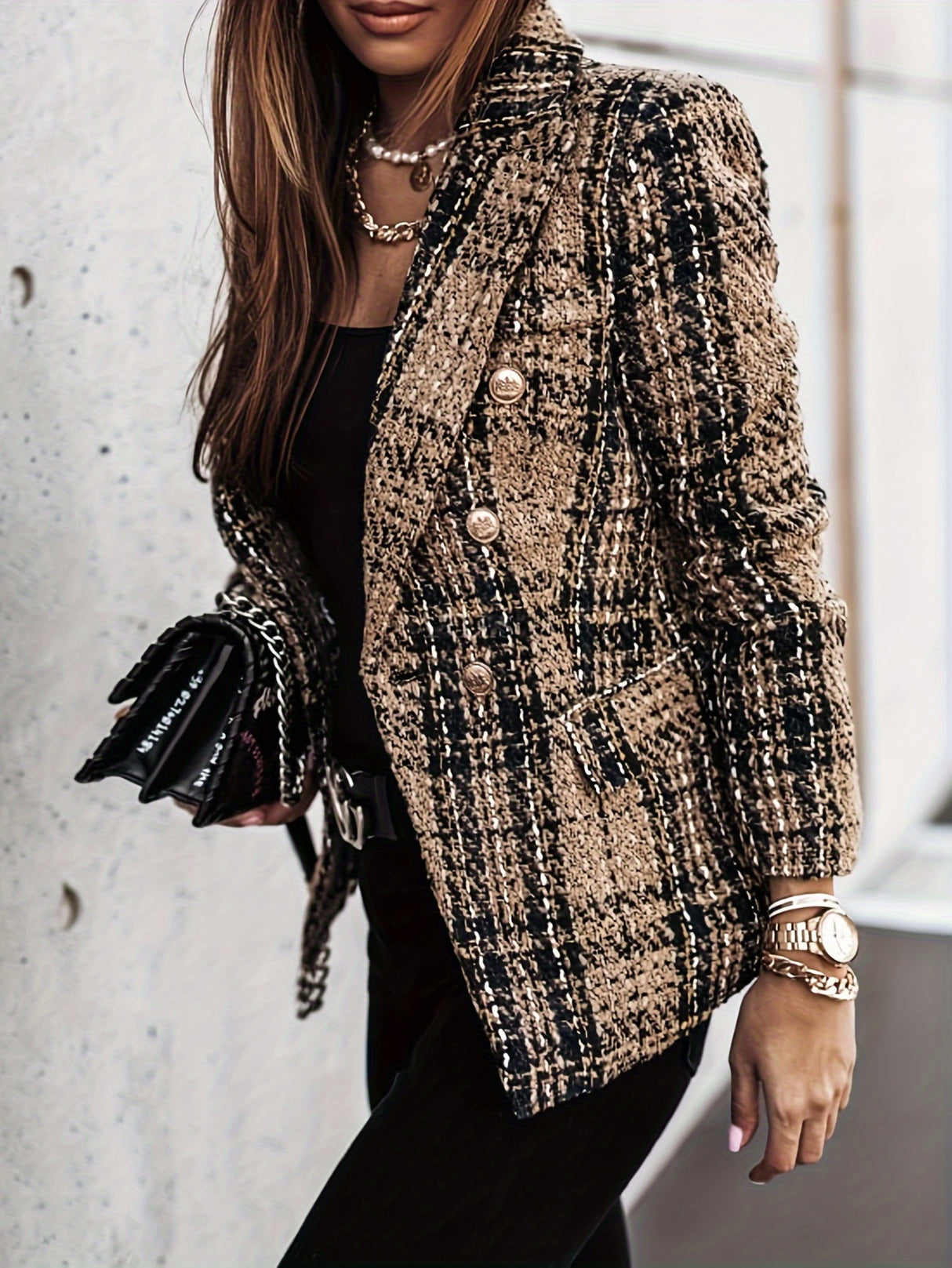 PlaidFlair™ – Luxury Winter Blazer (Elegant Plaid, Casual Office Look)