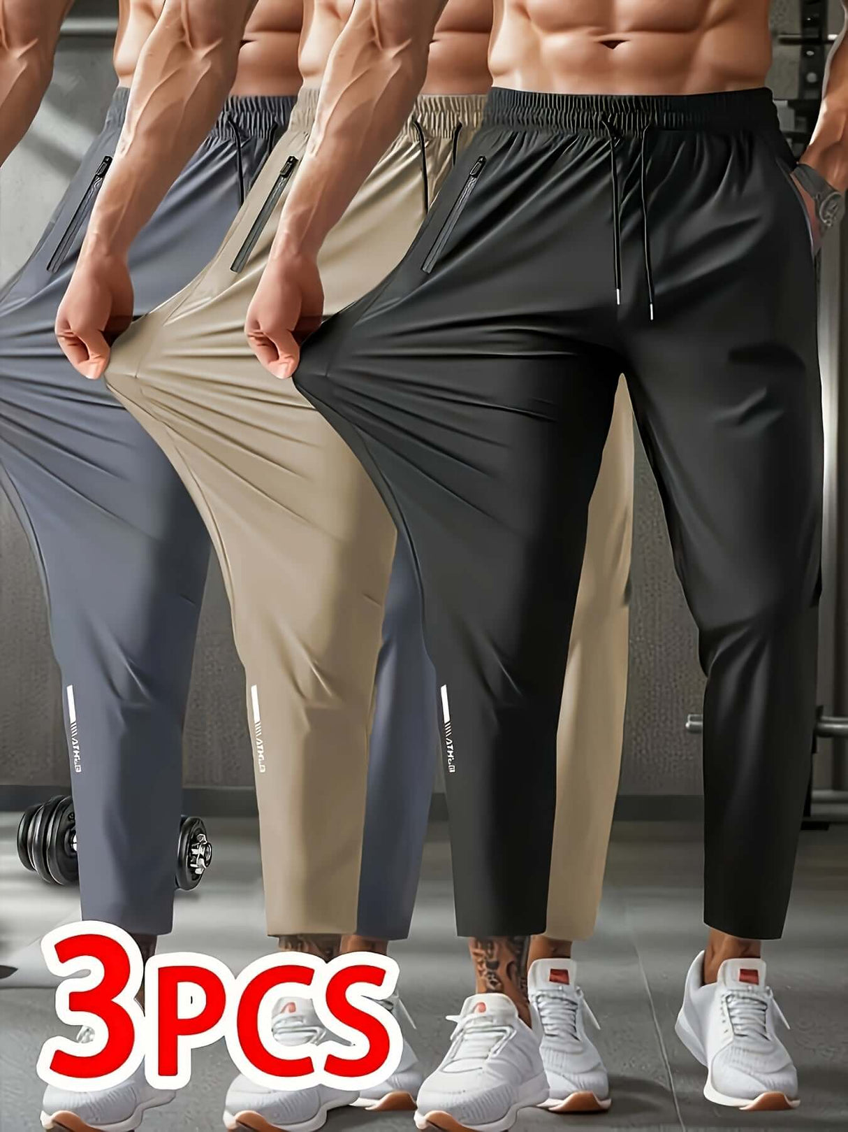 بنطال رياضي رجالي من الألياف الحريرية الجليدية