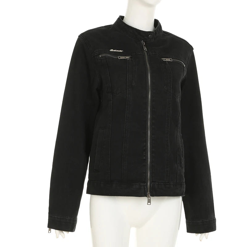 Rockmore Women’s Double Zipper Denim Jacket
