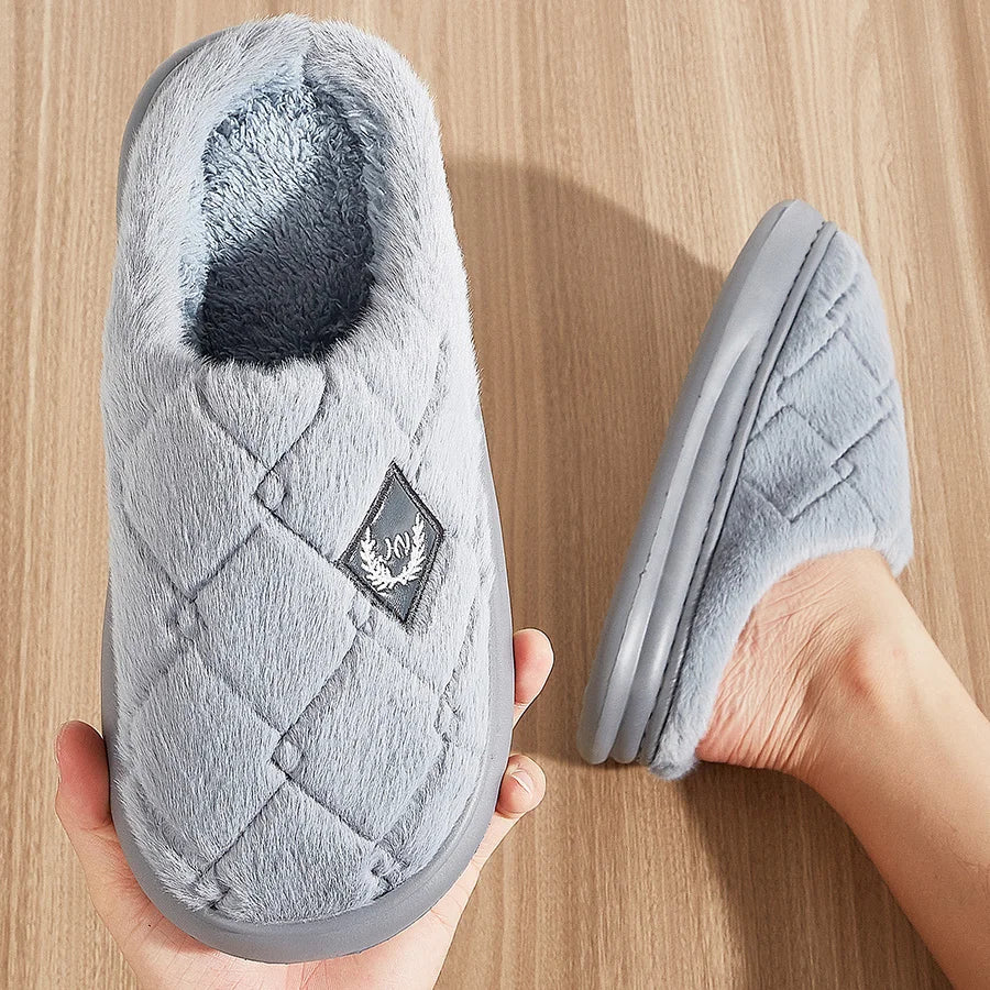 Men Winter Warm Plush Non-Slip Slippers
