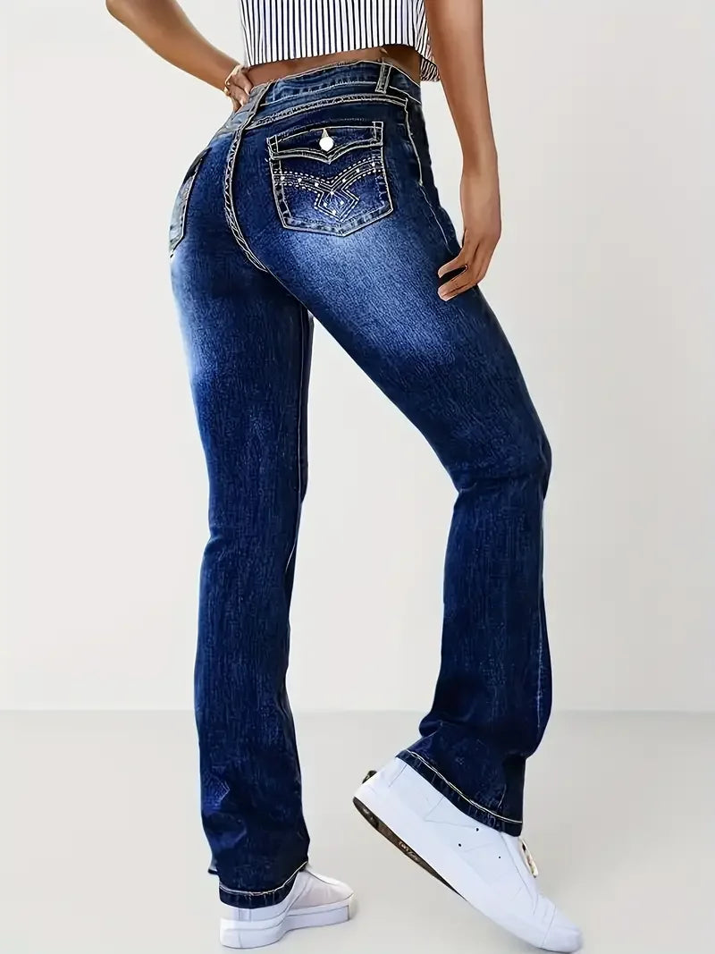 Women Mid Rise Flare Denim Jeans