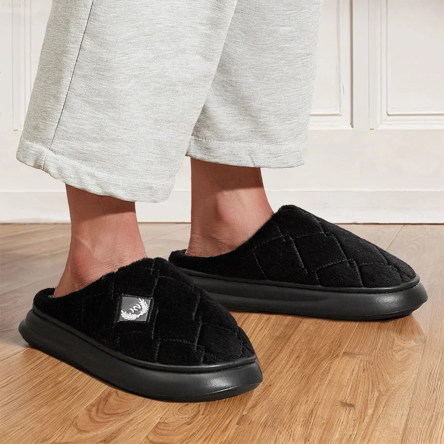 Men Winter Warm Plush Non-Slip Slippers