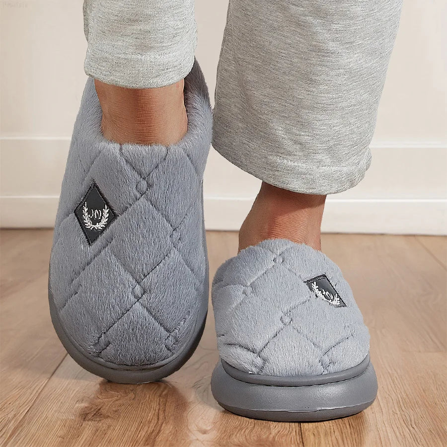 Men Winter Warm Plush Non-Slip Slippers