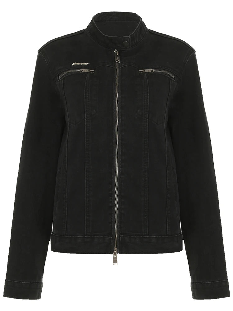 Rockmore Women’s Double Zipper Denim Jacket