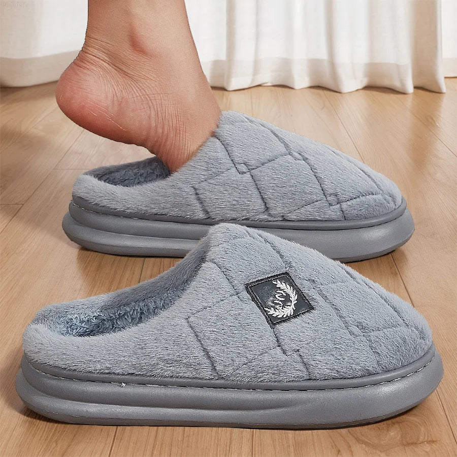 Men Winter Warm Plush Non-Slip Slippers