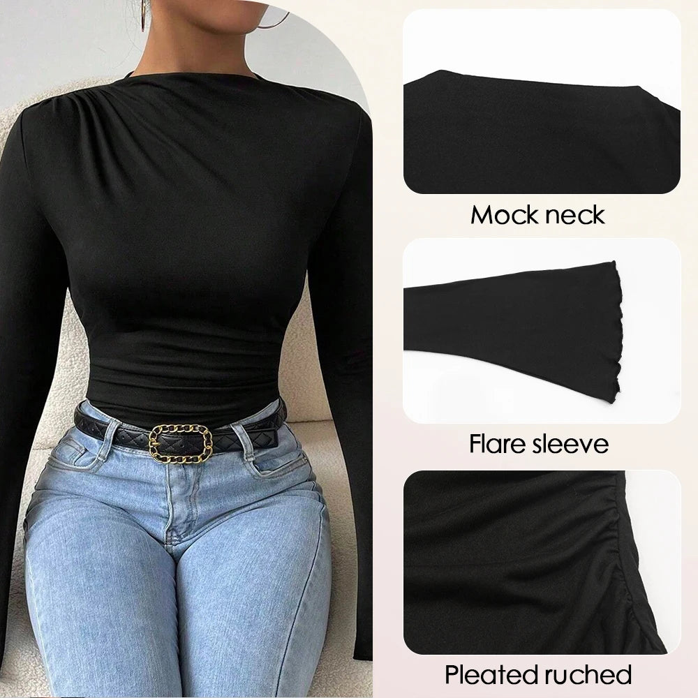 Ribbed Square Neck Bodysuit – Short Sleeve Top