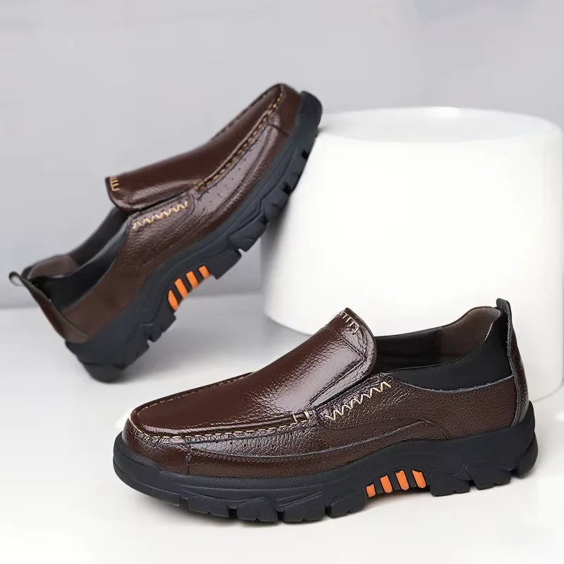 Men Handmade Thick Sole Leather Loafers