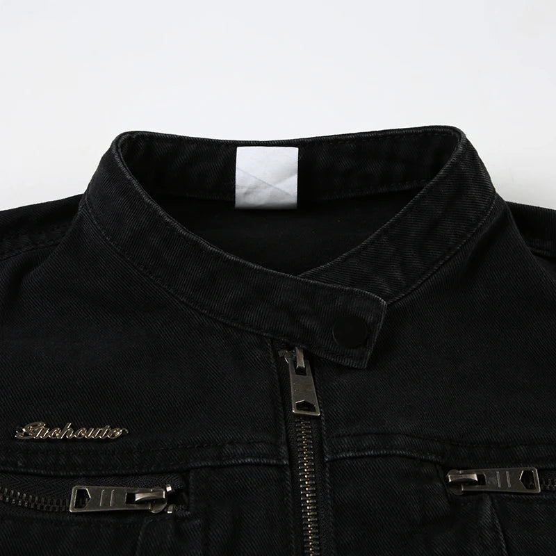 Rockmore Women’s Double Zipper Denim Jacket