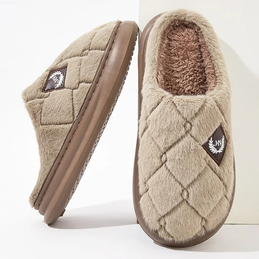 Men Winter Warm Plush Non-Slip Slippers