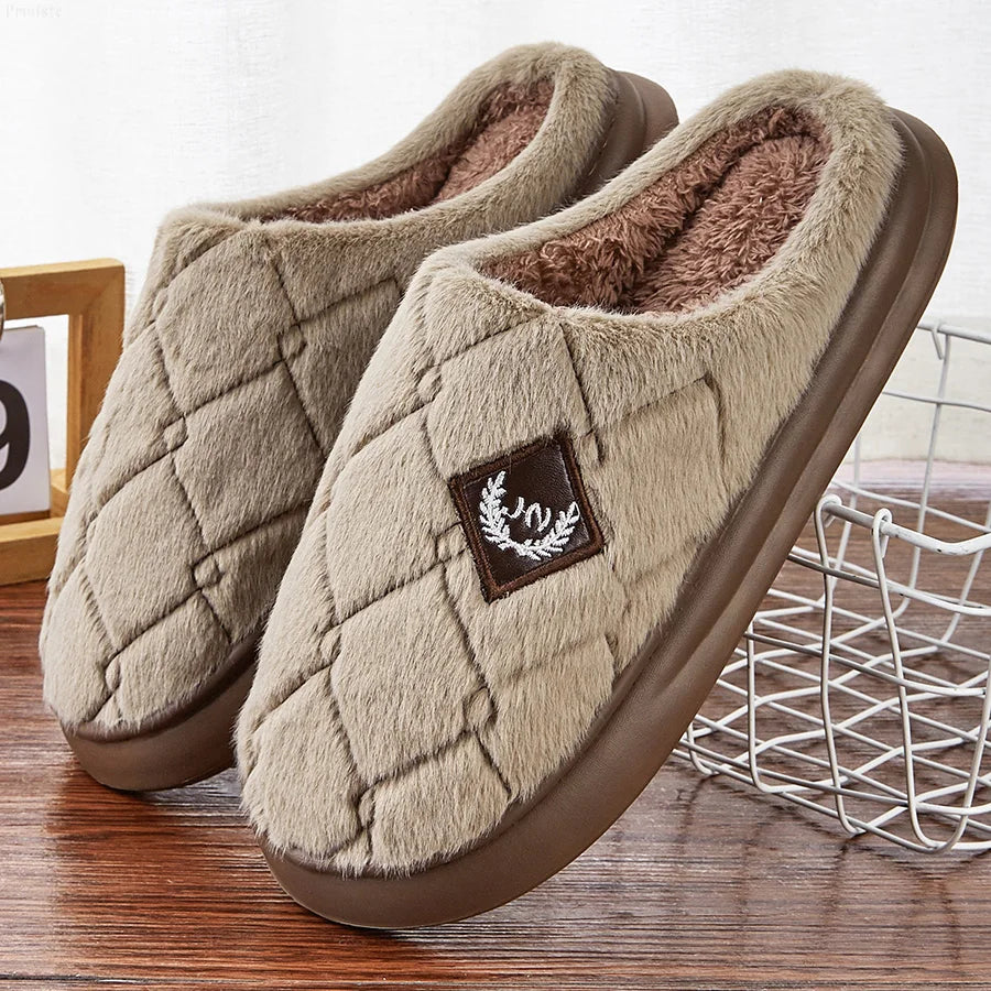 Men Winter Warm Plush Non-Slip Slippers