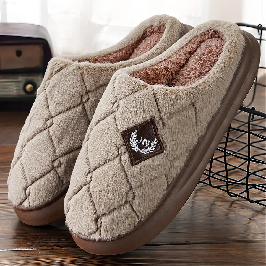 Men Winter Warm Plush Non-Slip Slippers