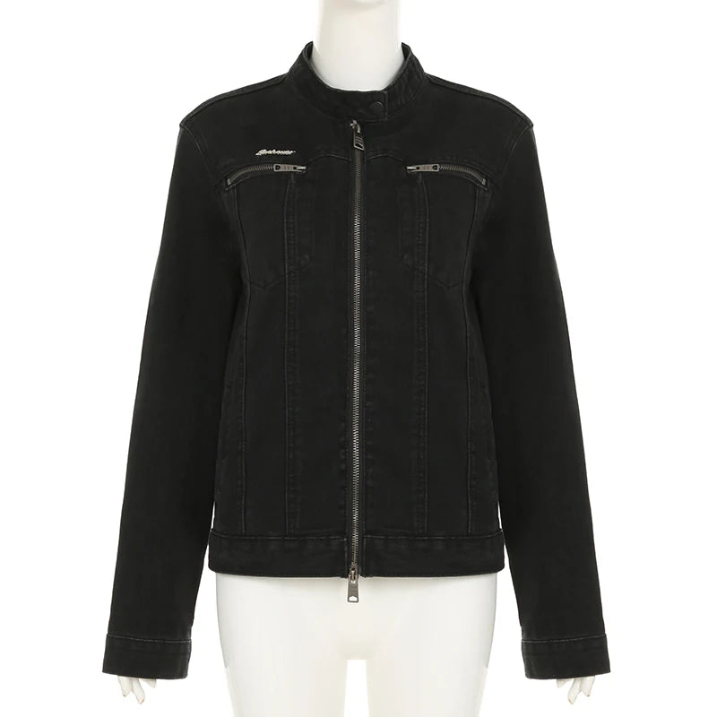 Rockmore Women’s Double Zipper Denim Jacket