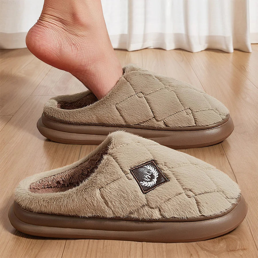 Men Winter Warm Plush Non-Slip Slippers