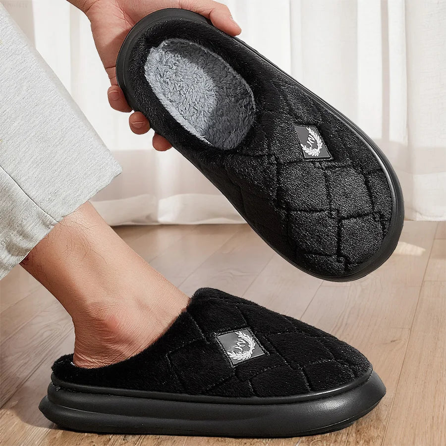 Men Winter Warm Plush Non-Slip Slippers