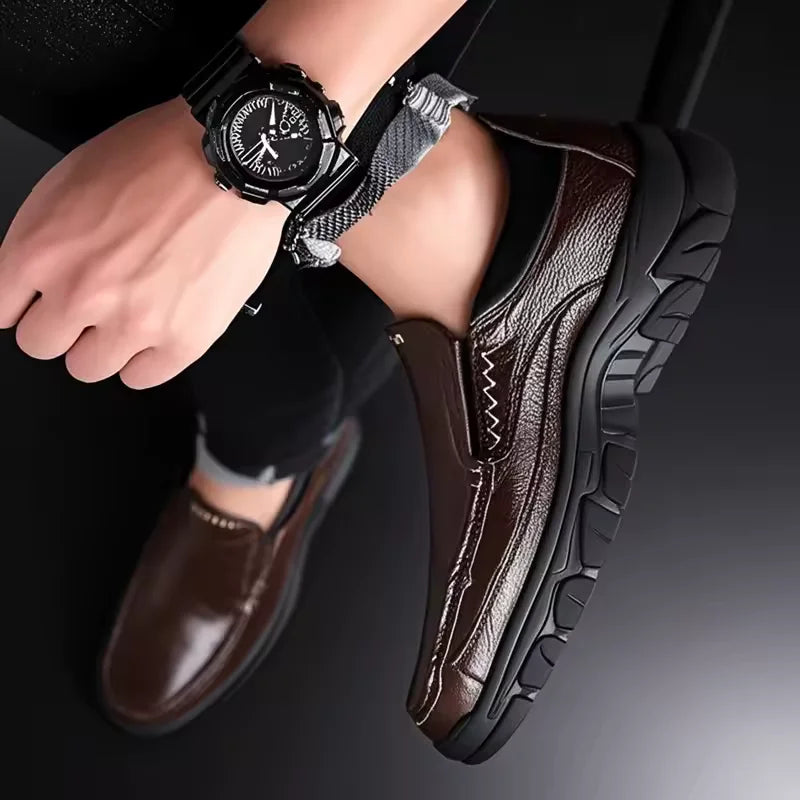 Men Handmade Thick Sole Leather Loafers