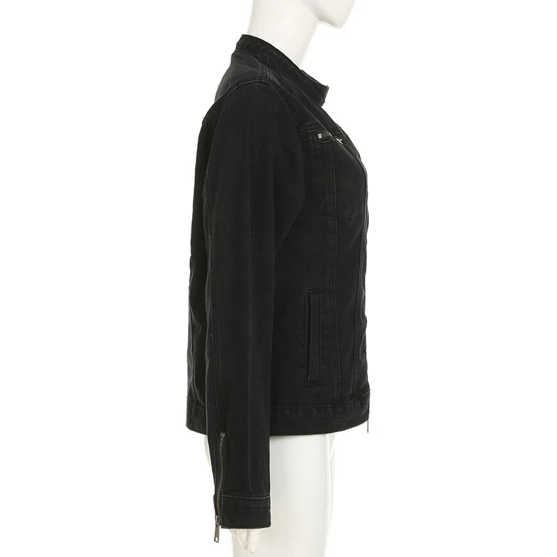 Rockmore Women’s Double Zipper Denim Jacket