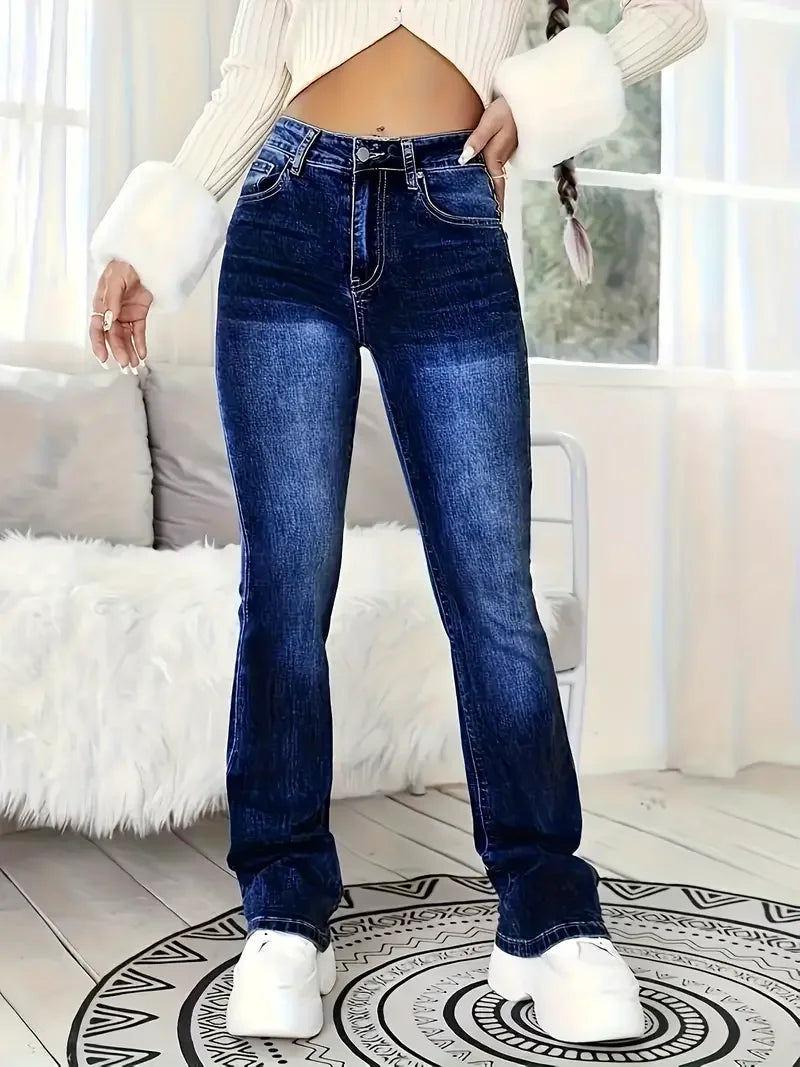 Women Mid Rise Flare Denim Jeans