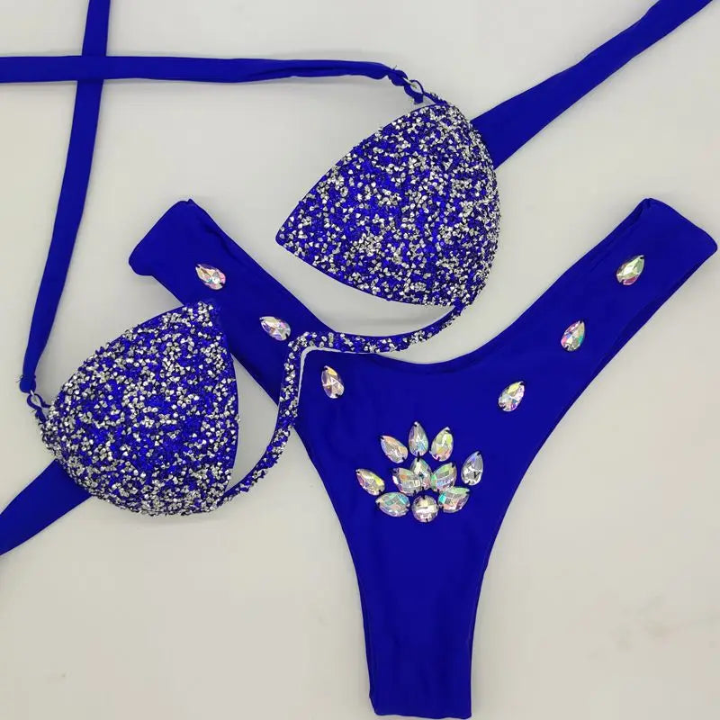 Women Rhinestone Bikini Set