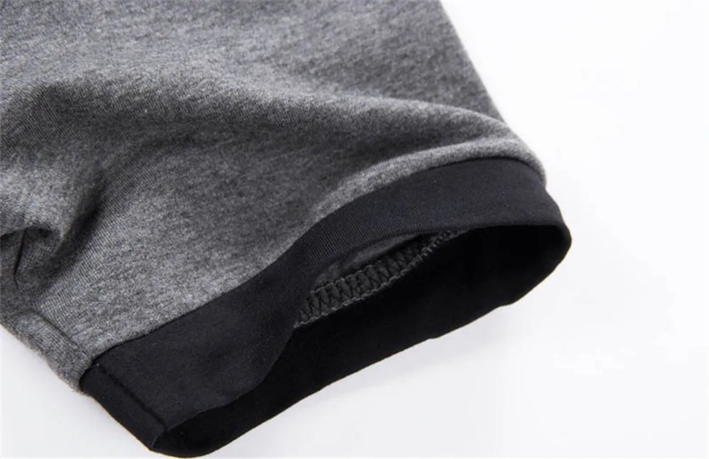 Men's Plus Size Patchwork V Neck T-Shirt – Black