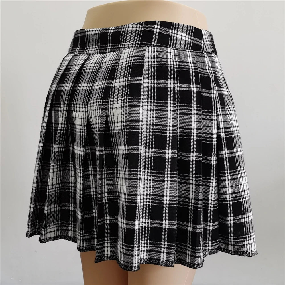 Women Plaid Gothic Half Skirt