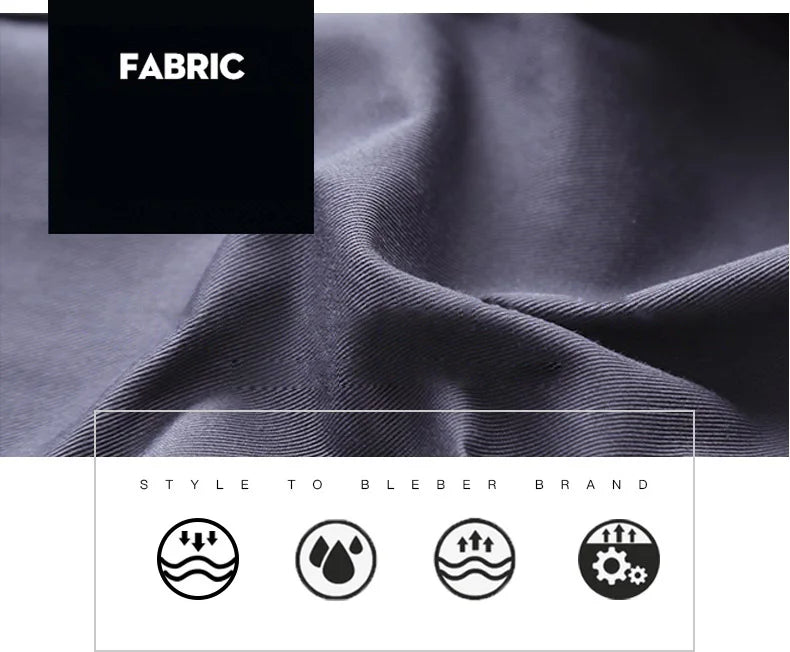 Close-up of high-quality fabric showcasing durability and water resistance features for BLEBER brand.