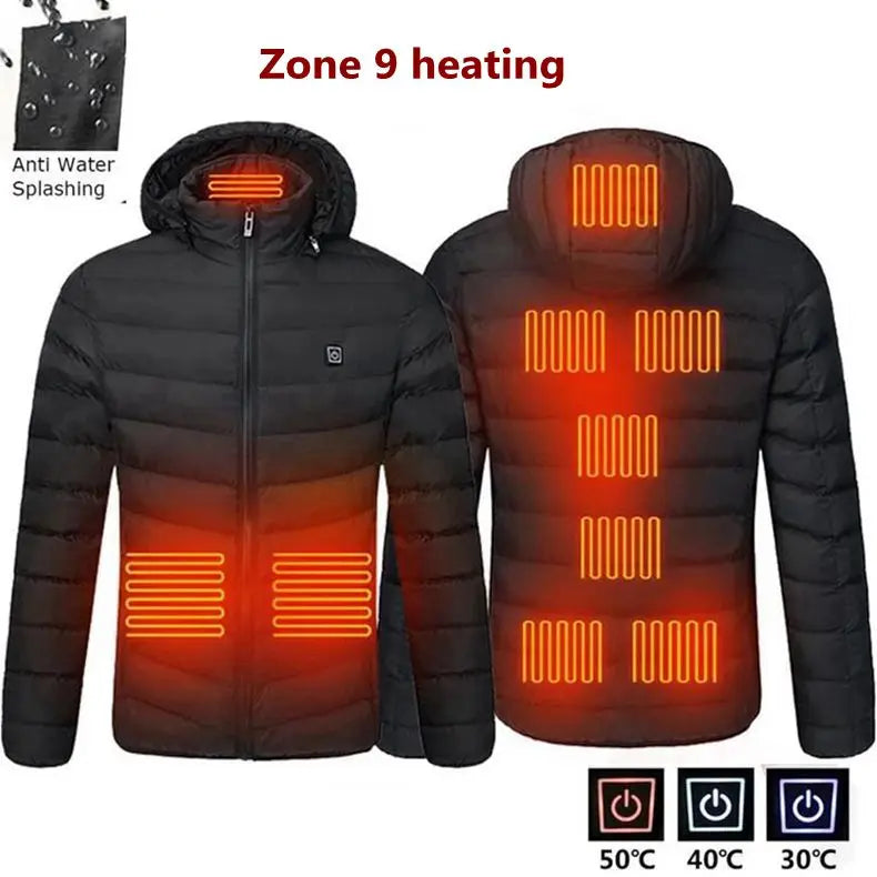 Men Heated Hooded Winter Parka
