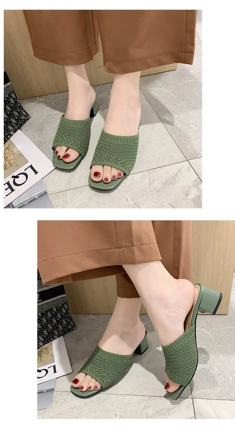 حذاء بكعب عالٍ معدني مربع الشكل 2025