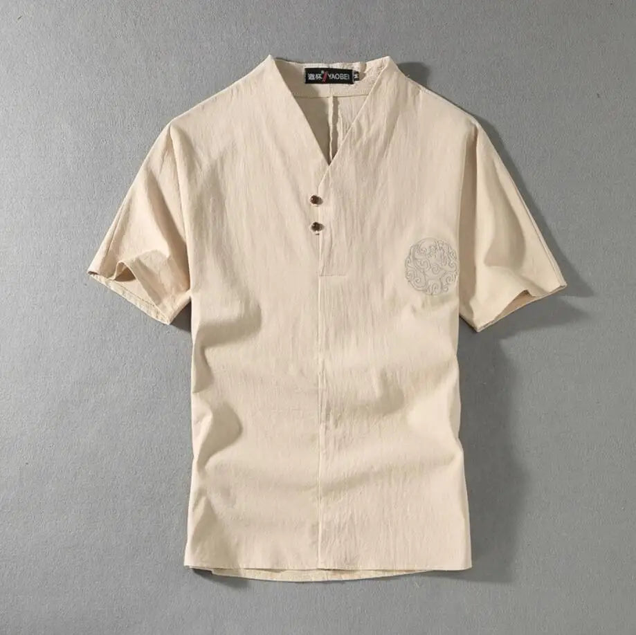 طقم رياضي رجالي من الكتان بمقاسات كبيرة