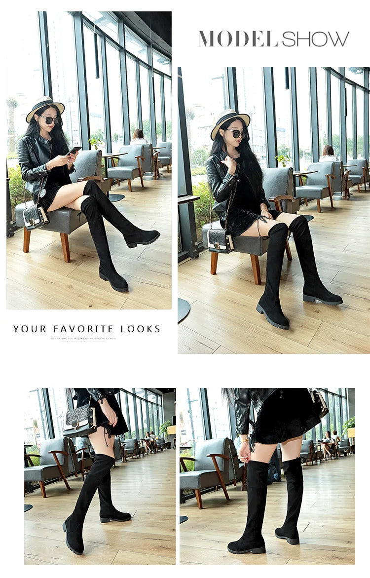 Women’s Suede Over-the-Knee Sexy High Heel Boots