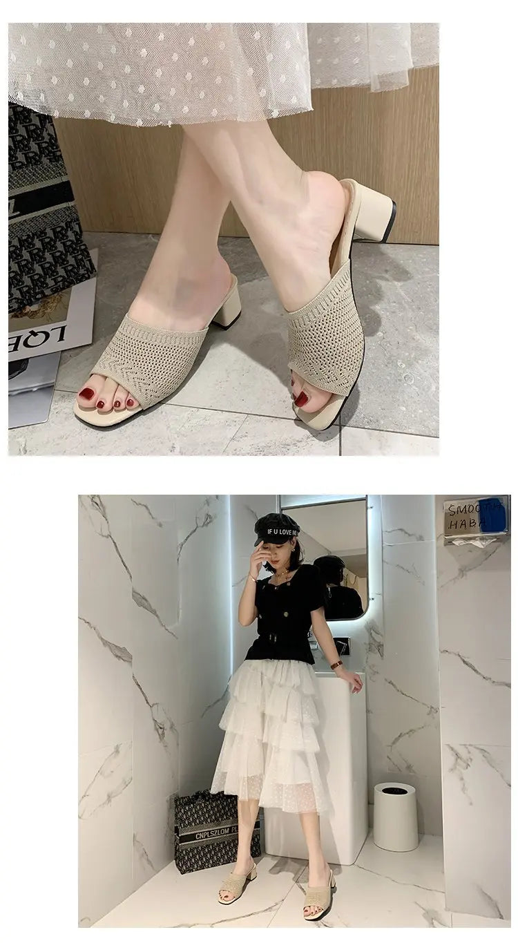 حذاء بكعب عالٍ معدني مربع الشكل 2025