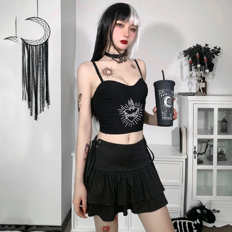 Women Goth Bandage Mini Skirt