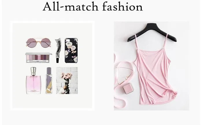 HalterSilk™ U-Neck Mulberry Silk Cami in pink, paired with trendy fashion accessories for versatile styling.