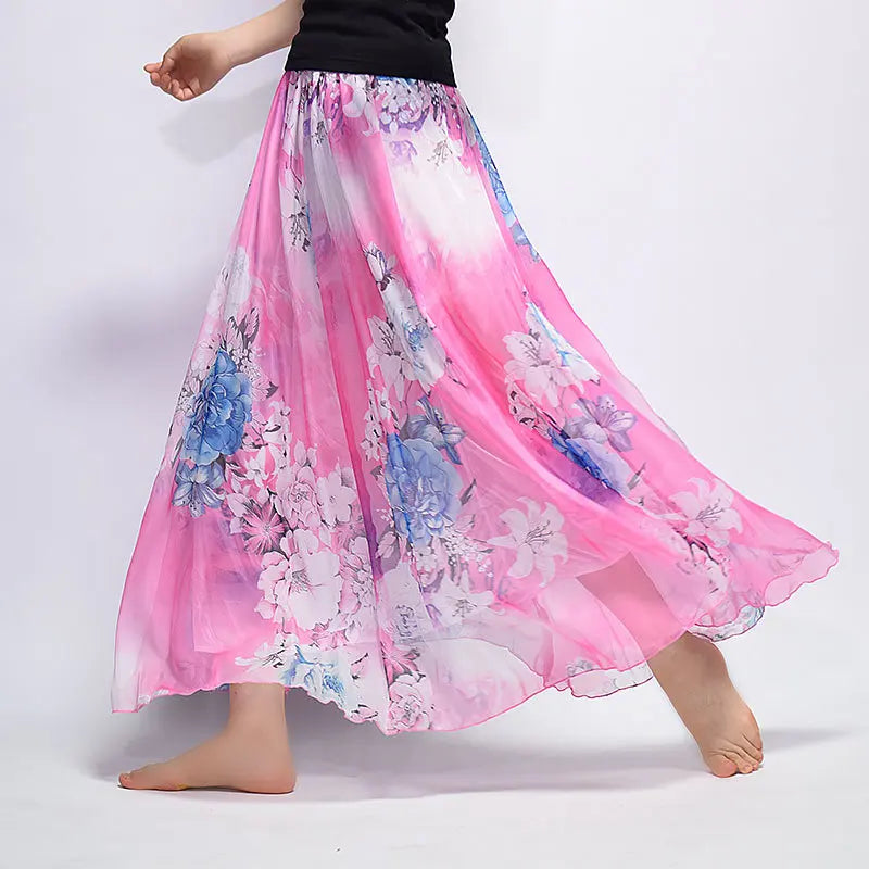 Women Boho Chiffon Long Skirt