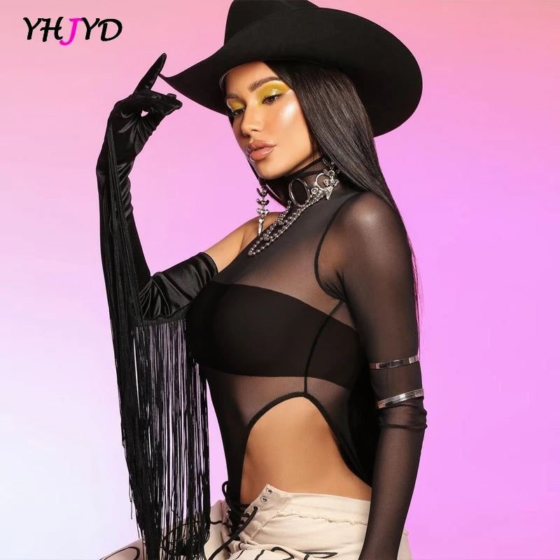 Sexy Black Mesh Bodysuit – See-Through Thong