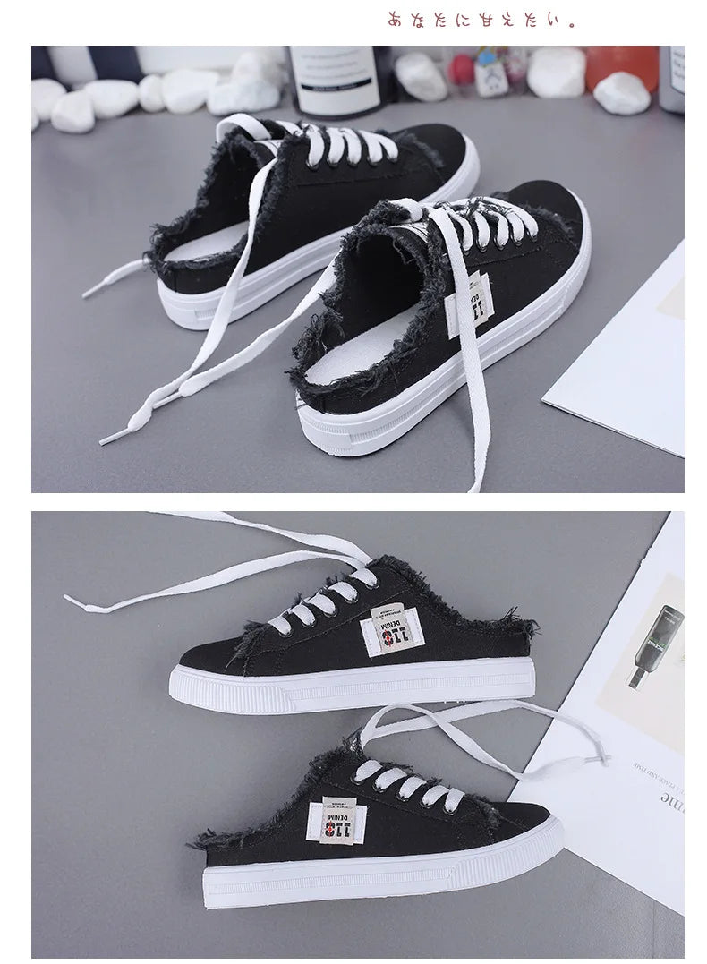 أحذية قماشية نسائية كلاسيكية برباط