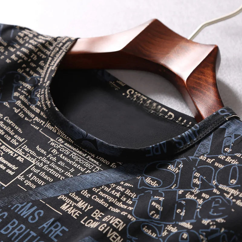 Men's Oversized Letter Print T-Shirt – 9XL/10XL