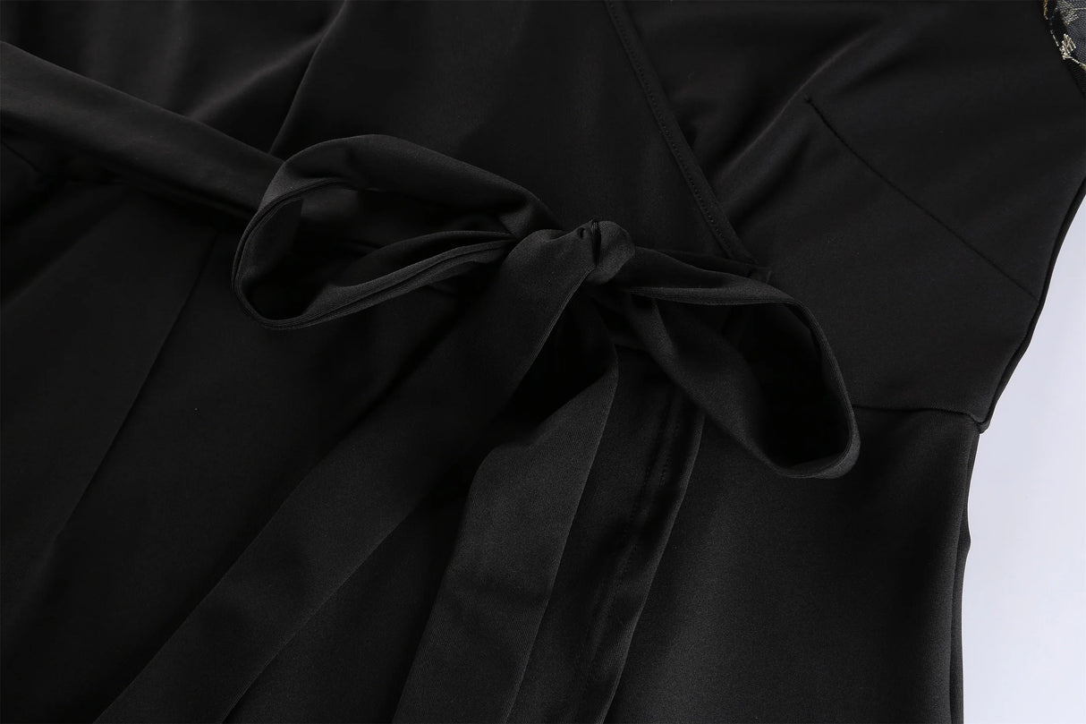 فستان حفلات بأكمام شبكية للنساء