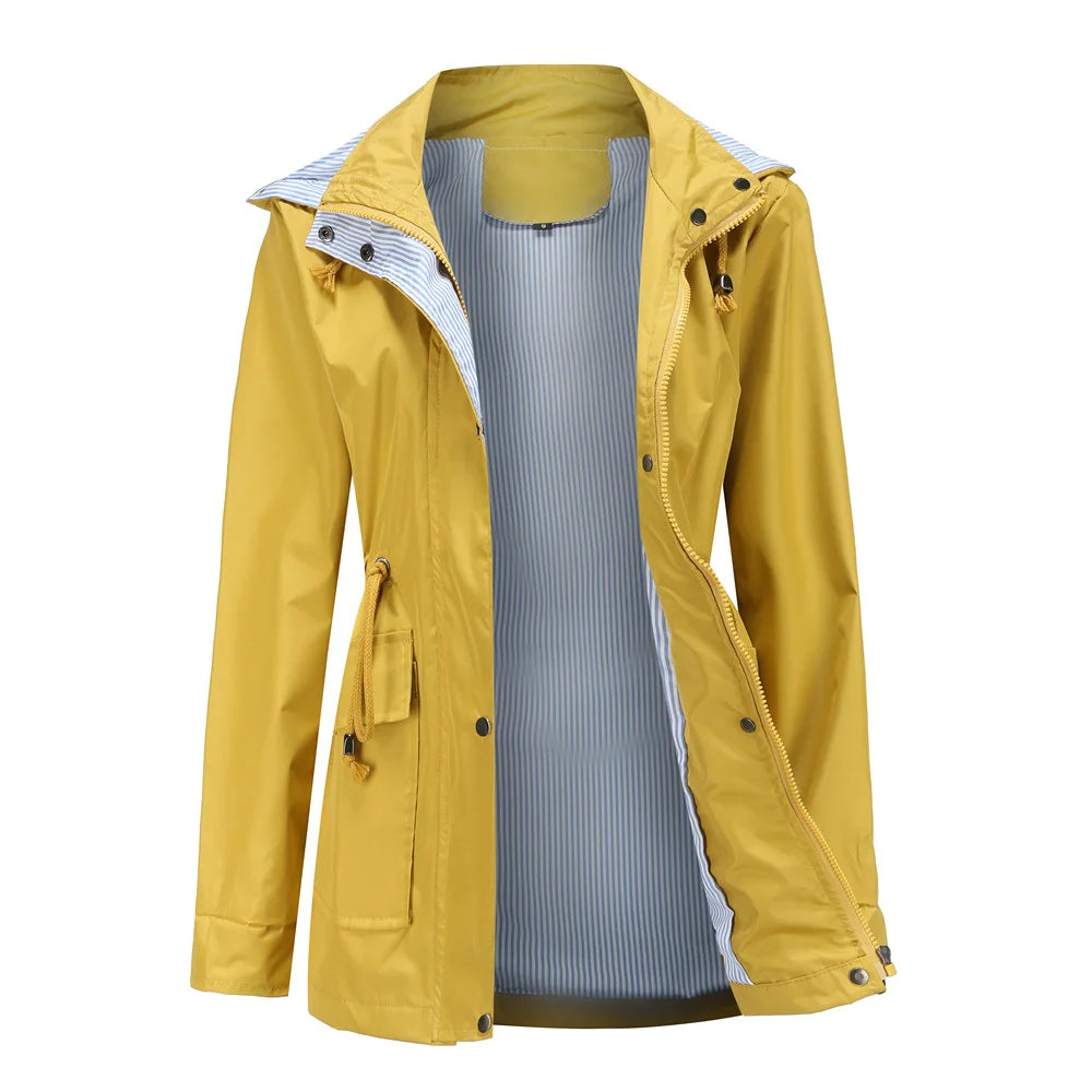 Purple Hooded Waterproof Women's Jacket – Spring Office Outerwear