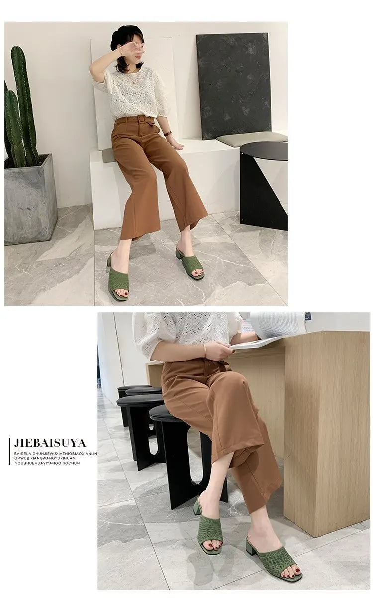 حذاء بكعب عالٍ معدني مربع الشكل 2025