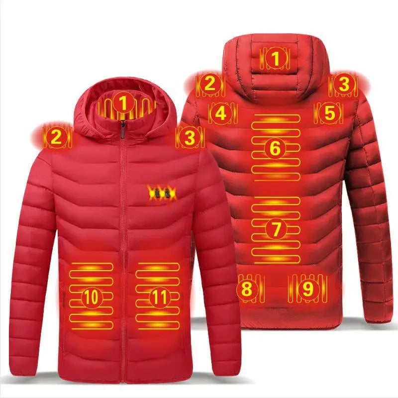 Men Heated Hooded Winter Parka