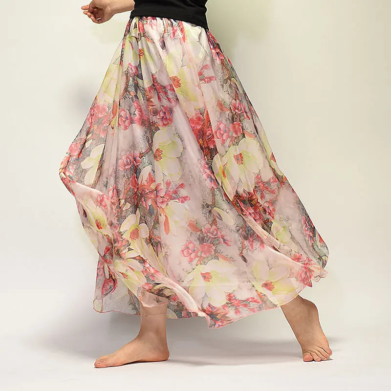 Women Boho Chiffon Long Skirt