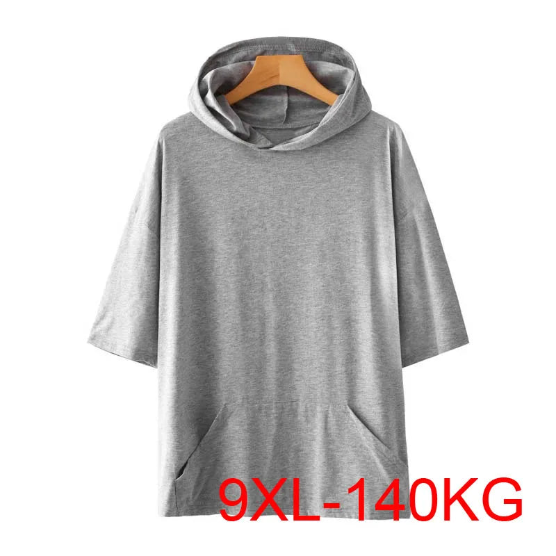 Men's Plus Size Hooded T-Shirt – 5XL to 9XL