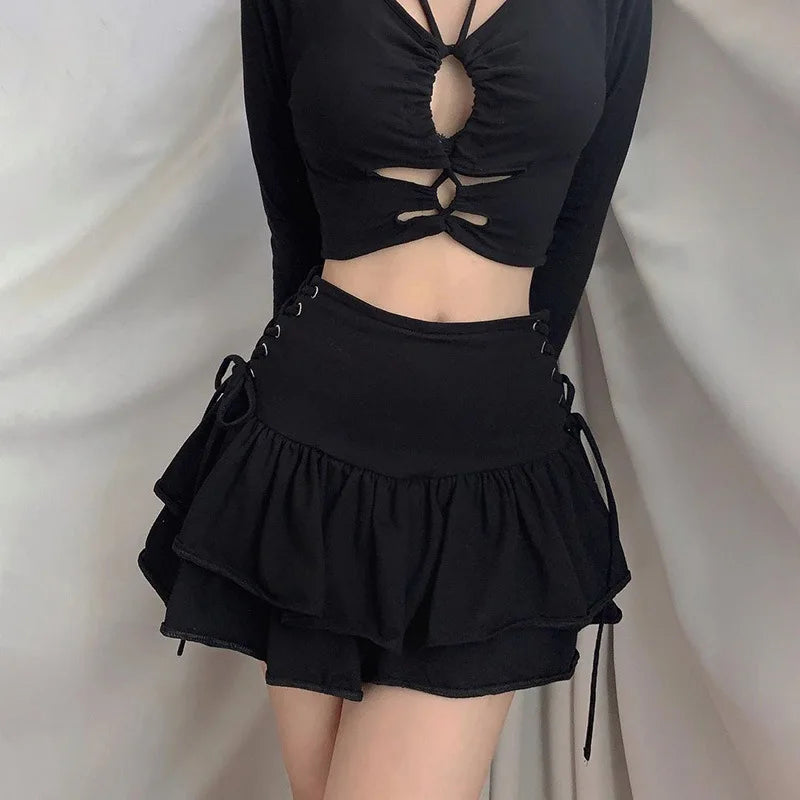 Women Goth Bandage Mini Skirt