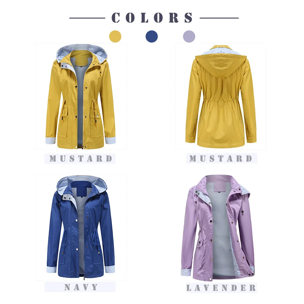 Purple Hooded Waterproof Women's Jacket – Spring Office Outerwear